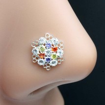 Indian Cute Real 925 Silver nose Stud Multi CZ Twisted nose ring - £11.95 GBP