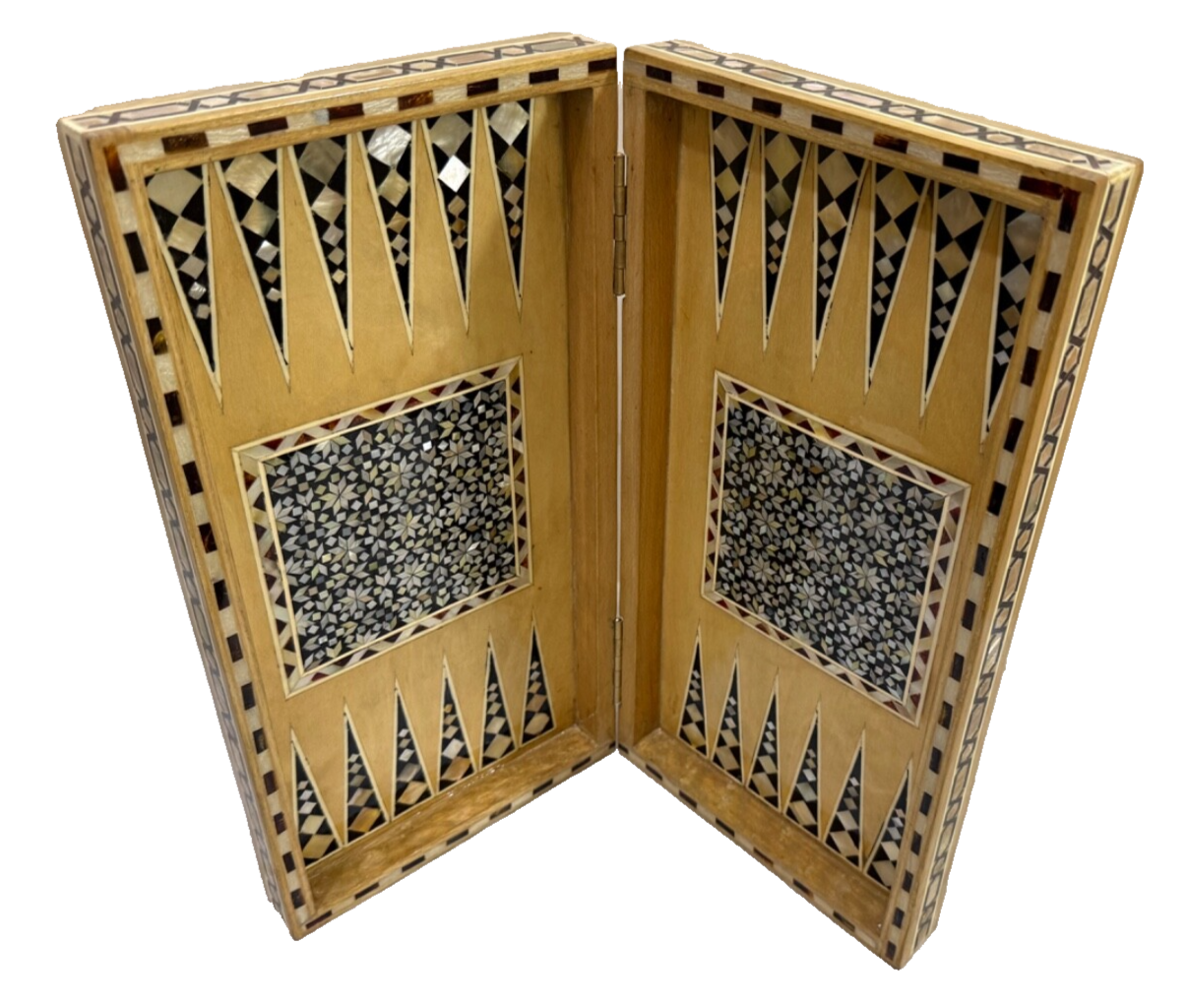 Luxury Handmade Egyptian Backgammon &amp; Chess Board  Inlaid Wood &amp; Mother ... - $415.00