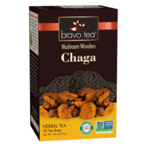 Bravo Herbal Tea Mushroom Wonders CHAGA Defense Wellness Support 20Bags NO GMO - £6.40 GBP