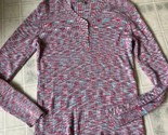 Sundance Living Legend Womens Wide Rib Henley Space Dye Pink &amp; Blue XL S... - $30.63