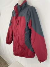LL Bean Mens L Red Lined Insulated Zip Front Nylon Ski Jacket - £34.19 GBP