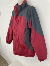 LL Bean Mens L Red Lined Insulated Zip Front Nylon Ski Jacket - £34.15 GBP