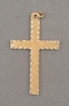 14K Yellow Gold Cross Religious Charm Pendant 1.7 Grams - £133.00 GBP