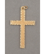 14K Yellow Gold Cross Religious Charm Pendant 1.7 Grams - £131.32 GBP