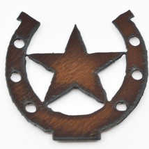 Rustic Ironwerks Country Western Horseshoe &amp; Star Rusted Metal Cutout Magnet - £7.82 GBP