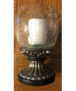 Cracked Glass Candle Holder-RARE VINTAGE-SHIPS N 24 HOURS - $29.35