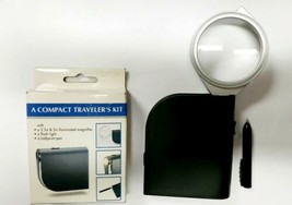 Lot of 2 Compact Traveler&#39;s Kit - Magnifier, Flash Light and Ballpoint Pen - £6.16 GBP