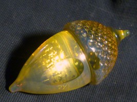 Caramel &amp; Iridescence Acorn Hand Blown Art Glass Signed 4&quot; - £51.44 GBP