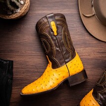 Marco Di Milano Genuine Ostrich Skin Cowboy Boot Alabama Buttercup image 5
