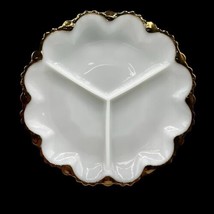 Fire King Milk Glass Divided Dish Plate Gold Trim Anchor Hocking 9 1/2&quot; ... - £11.73 GBP