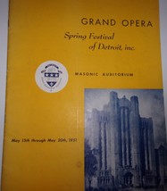Vintage Grand Opera Spring Festival Of Detroit Inc Program May 1951 - $94.99 MXN