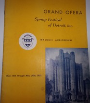 Vintage Grand Opera Spring Festival Of Detroit Inc Program May 1951 - £3.97 GBP