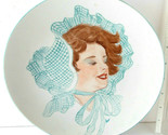 Collectible Porcelain Plate Lady In Bonnet Beautiful Redhead Signed Ceramic - $16.82