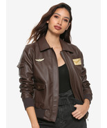 WOMENS CAPTAIN MARVEL FLIGHT BOMBER BROWN LEATHER JACKET - WORLDWIDE SHI... - $177.78 CAD
