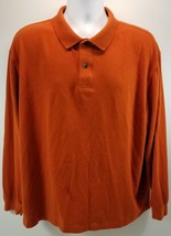 M) St. Johns Bay Bay Sueded Jersey Long Sleeve Cotton Polo Shirt XL Orange - $12.86