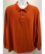 M) St. Johns Bay Bay Sueded Jersey Long Sleeve Cotton Polo Shirt XL Orange - £10.11 GBP