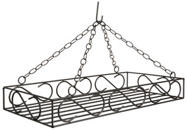 LARGE WROUGHT IRON POT &amp; PAN SCROLL RACK ~ Hanging Holder with 8 Forged ... - $139.97