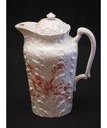 Old Vintage Porcelain Coffee Tea Pot w Lid Raised Leaf Pained Floral Pat... - £31.00 GBP