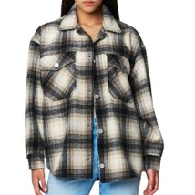 Blank NYC Checked Out Plaid Multi Metal Logo Snaps Wool Blend Shacket Size L NWT - £53.18 GBP