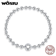Real 925 Sterling Silver Bead Bracelet Chain Bracelet For Women Wedding Original - £41.29 GBP