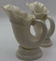 Lenox Ivory Color Horn Of Plenty Vase 6” Lot Of 2 USA Pair Of Vases 21-175 - £29.67 GBP