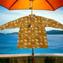 NWT Southpole Shirt Adult 2XL XXL Gold White Floral Hawaiian Mens Casual - £14.12 GBP
