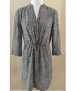 DIANE VON FURSTENBERG Freya Dress Sz 6 Black White Floral Silk Drawstrin... - $63.44 CAD