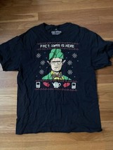 Men&#39;s Office Fact Xmas Is Here Dwight Black Graphic Shirt Size Large Christmas - £3.83 GBP