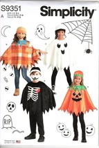 Simplicity S9351 Unisex Childrens S to L Poncho Costumes Uncut Sewing Pa... - £11.48 GBP