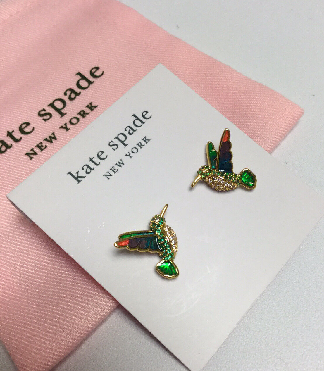 Kate Spade New York dazzling daisy hummingbird studs Earrings w/ KS dust Bag New - $38.00