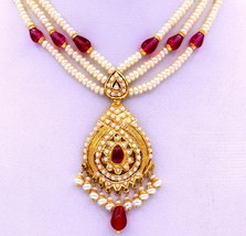 Punjabi Muslim Style Wedding Necklace Set 22KT Yellow Gold Wedding Gifting - £2,715.40 GBP