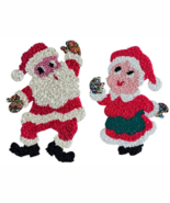 Vintage Melted Plastic Popcorn Christmas Mr. and Mrs. Santa Claus Decora... - $55.53 CAD