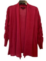 Fever Womens Size Medium Berry Flyaway Open Long Ruched Cardigan - £10.32 GBP