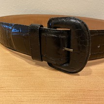 Vintage Black 2&quot; Wide Genuine Alligator Belt Made In USA For Nordstrom  ... - $18.92