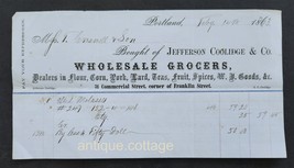 1863 antique JEFFERSON COOLIDGE GROCER portland me BILLHEAD  - $67.27