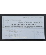 1863 antique JEFFERSON COOLIDGE GROCER portland me BILLHEAD  - £52.54 GBP