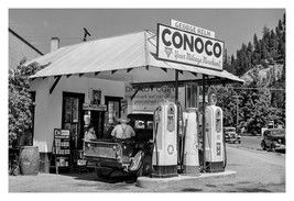 Conoco Gas Station Old Truck Old Truck 1941 Orofino Idaho 4X6 Photo - £7.94 GBP