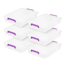 IRIS USA 6 Quart Clear Plastic Modular Storage Bins with Secure Latching Buckles - £65.28 GBP