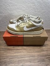 Nike Dunk Low Metallic Gold White Size 5Y  W 309601-711 2005 Dunks 05070... - $24.74