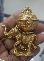 Sindur Box Brass Tika Antique Kumkum Dabbi Carved Art Rare Collectible Box - £60.61 GBP