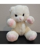 Vintage 80s Russ Berrie White Plush Teddy Bear Baby Rattle 6.5&quot; Rare - $38.86 CAD