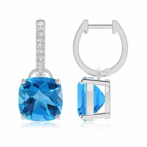 Authenticity Guarantee 
ANGARA Swiss Blue Topaz Drop Earrings with Diamond Ac... - £1,116.36 GBP