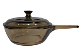Corning Ware Vision Cookware 0.5L Amber Pot 6&quot; w Handle with Lid USA - £10.92 GBP