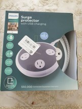 Philips 3 Outlet 450J Surge Protector Orb with 2USB Charging 8 ft. Braid... - £11.03 GBP