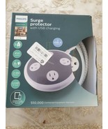 Philips 3 Outlet 450J Surge Protector Orb with 2USB Charging 8 ft. Braid... - £11.01 GBP