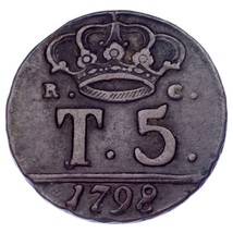 1798 Italien États Naples &amp; Sicile 5 Tornese Km#222 XF État - $2,049.53 MXN