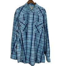 Duluth Trading Shirt Mens 2XL Tall Blue Plaid Armachillo Cooling Long Tab Sleeve - £27.48 GBP