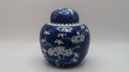 Antique Chinese Handmade Blue &amp; White Prunus Ginger Jar 4&quot; Circa 1855 - $99.00