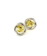 David Yurman Yellow Citrine Infinity Earrings Sterling Silver Estate DY700 - $246.51