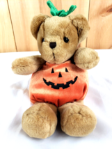 Halloween Plush Orange Pumpkin Jack O Lantern Brown Teddy Bear 9 inches ... - £7.74 GBP